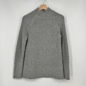 Banana Republic Chunky Turtleneck Zip Merino Wool Alpaca Women Small Gray Mock